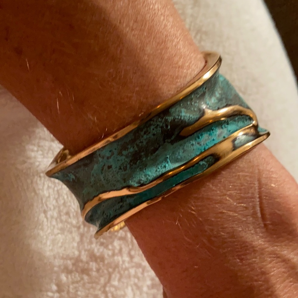 RAL Aqua Handmade oxidize brass cuff bracelet